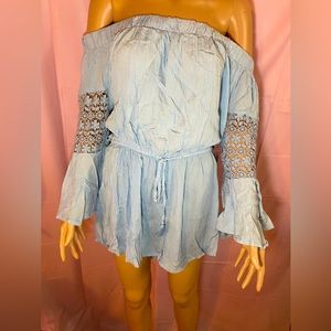 Romper dress flare sleeves off the shoulder XL